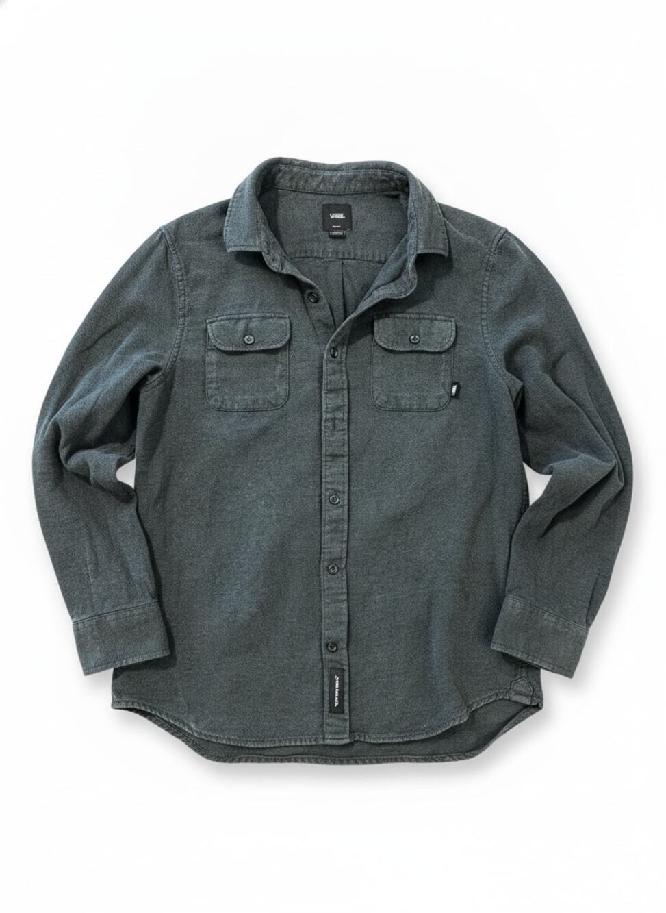 Vans Long Sleeve Button Up Shirt Mens Small Dark Gray Flannel Skater